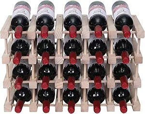 Wine Rack Small countertop Cabinet Stackable Storage Wooden freestanding Floor Wine Holder (20 Bottles)
