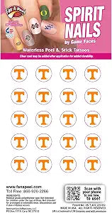 Fan-A-Peel Tennessee Volunteers Waterless Art Nail Decals - Peel & Stick Temporary Tattoos for Kids and Adults - Adhesive Nail Polish Sticker Accessories Great for Tailgates and Game Day
