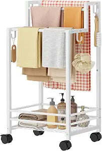 Gewudraw Free Standing Towel Rack,4-Tier Outdoor Towel Rack for Pool,White