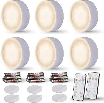 EverBrite Puck Lights with Remote, Wireless Under Cabinet & Closet Lighting
