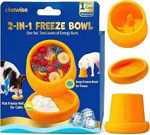 2-in-1 Dog Freeze Bowl  Freezable Deep Bowl & Licking Mat Set, Durable Food-Grade TPU Frozen Dog Treat Toy, Dishwasher Safe Frozen Licking Mat for Dogs