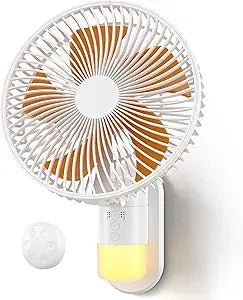 Airbition 10'' Small Wall Mount Fan with Light and Remote Control, 90┬░Oscillating, 4 Speeds, Timer, Included 120┬░ Adjustable Tilt, High Velocity, 79Inch Cord, for RV Bedroom Home Office Garage