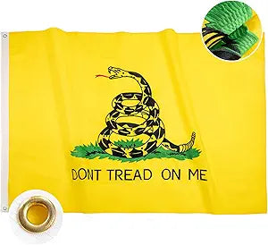 Bradford Dont Tread on Me Flag 5x8 ft Outdoor, Embroidered Gadsden Flag Heavy Duty Rattlesnake Flags Banner with 3 Brass Grommets