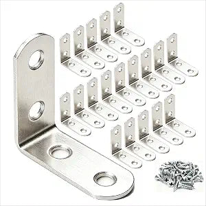 Stainless Steel Angle Bracket, 40x40x16mm L-Shaped Corner Brace, 90 Degree Right Angle Support Bracket for Shelf, Cabinet, Furniture, 20-Pack