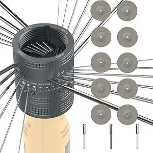 Tungsten Electrode Sharpener Grinder Head,TIG Welding Tool with Cut-Off Slot with 6 size 8Angles, 48 Holes, 10 Double Diamond Wheels, 3 CNC Mandrel Suitable For Most Rotary tool