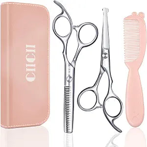 CIICII Kids Hair Cutting Scissors Shears Kit, Safe Round Tip Baby Scissors