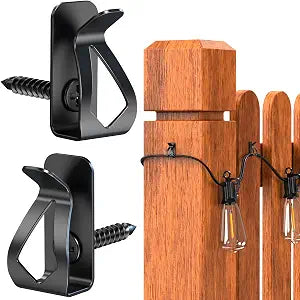 GEZIDEA Light Hanger Clips Screw in Hooks for Hanging Lights, Led Clips - Stainless Steel, Black, 20 Pack