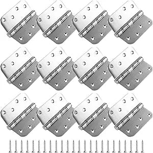 12 Pack Heavy Duty Stainless Steel Hinges, 4 x 4 Inch Brushed Nickel Ball Bearing Door Hinges with Non-Removable Pin for Residential & Heavy-Duty Door Hardware, 5/8" Radius Corners