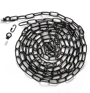 15 Feet Lighting Pendant Chain, Black for Hanging Heavy Duty, Extension with Connection Locks for Light Fixture, Swag Lamp, Load Capacity 65 Lbs