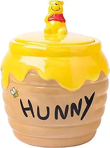 Silver Buffalo Disney Winnie the Pooh Honey "Hunny" Pot Sculpted 3D Hand Painted Ceramic Snack Cookie Jar (Small)