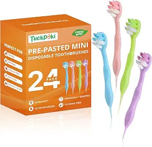 Mini Disposable Travel Toothbrushes with Toothpaste, 24 Count