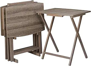 5pc XL Oversized TV Tray Table Set, Rustic Grey