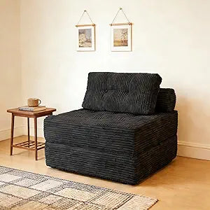 ANONER Sectional Cloud Couches, Folding Sofa Bed with Pillow, Futon Floor Couch, Versatile Convertible Sleeper Chair, Boneless Chaise Lounge, Fold Out Chair Bed for Living Room, Dark Grey