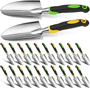 Yaocom Garden Shovel Aluminum Alloy Heavy Duty Trowel Garden Tool Small Shovels for Digging Metal Hand Trowel Spade with Soft TPR Handle for Lawn Yard Farm Home Shop Planting(24 Pcs)