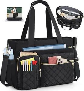 SDYSM Teacher Tote Bag 15.6 inch Laptop Bag Work Bags for Women Nurse Tote Professional Computer Messenger Shoulder Bags Laptop Briefcase for Office, College, Nursing, Black