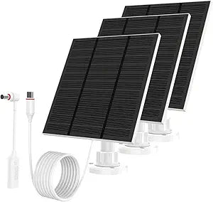 Solar Panels for Ring Camera Outdoor (New Generation) 5W 5V Solar Panel Charger with USB-C&Plug for Spotlight Cam Plus&Stick Up Cam Pro.Waterproof IP65 360Adjustable 2M Cable (White, 3)