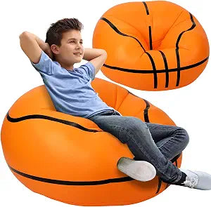 Menkxi 2 Pcs Inflatable Bean Bag Chair 43in, Sports Sofa, Basketball