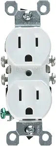 Leviton 12650-W 15 Amp, 125V, Co/Alr Duplex Receptacle, Straight Blade, Residential Grade, Grounding, 10 Pack, WhiteWhite