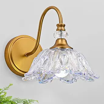1 Piece Matte Brass Vintage Wall Sconce with Rainbow Flower Shade