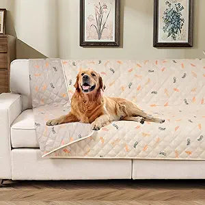 Reversible Dog Bed Cover with Waterproof Lining, Water Resistant Slipcover Furniture Protector and Pet Blanket, Washable Couch Cover for Kids, Dogs, Pets.(Beige/Light Beige,62"x82")