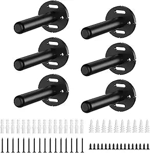 6pcs Floating Shelf Bracket Heavy Duty Shelving Mounting Brackets Hidden Floating Shelf Hardware,Black Metal Shelf Support Bracket (4 inch --6pcs--Without Tools)