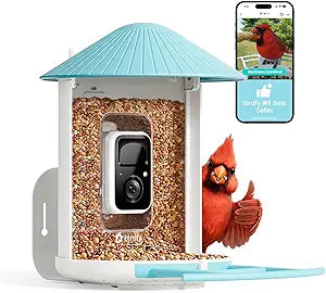 NETVUE by Birdfy Smart Bird Feeder with AI Camera, Auto Capture Videos & Live Steam, Wireless Wildbird Watching, Outdoor Backyard Birder(AI by Subscription) Blue