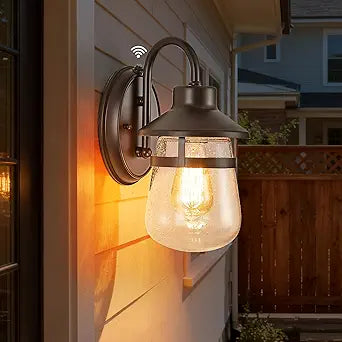 Tarentlight Updated Dusk to Dawn 1-Light Outdoor Wall Sconce,Waterproof & Rust-Proof and Sturdy Metal Lamp Body in Oil Rubbed Bronze, Fully Sealed Clear Seeded Glass Shade,Bulb Not Included