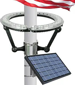 Solar Flag Pole Light, 4640 Lumens Flag Pole Light Solar Powered, 12000 mAh 32 LED Flagpole Light, Lasting Up to 15 Hrs, IP65 Waterproof, Fits Outdoor 2-6 Dia 15-40 Ft Flag Poles