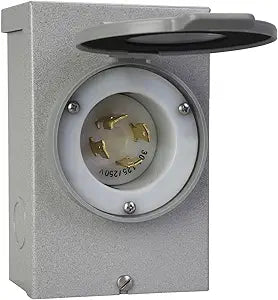 Reliance Controls Generators Up to 7,500 Running Watts PB30 30-Amp NEMA 3R Power Inlet Box, Gray