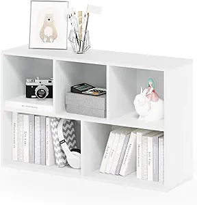 Furinno LUDER Book Shelf, 5-Cube Bookshelf, Reversible Bookcase with Open Shelves, 9.4 x 19.5 x 31.5, Easy Assembly, for Living Room, Bedroom, Home Office, Plain White