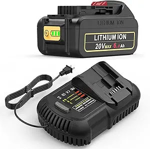 PENGJBATTER 20V 6.0Ah Lithium Battery with DCB112 Fast Charger Combo Compatible for DeWalt 20V Max Battery DCB206 DCB205 DCB207, Compatible with DeWalt 20 Volt DCD/DCF/DCG/DCS Cordless Power Tools