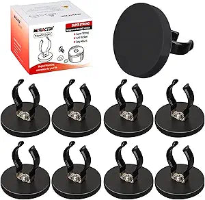 MUTUACTOR Universal Magnetic Mount Heavy Duty Hooks for Flashlight Holder,Anti-slipLarge Opening Durable Magnets Flexible Clamps for Garage Organize Garden Workshop Tools Storage,8PCS