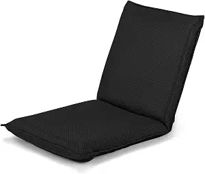 GIANTEX Floor Chair with Back Support, 6 Adjustable Position, Folding Sleeper Bed, Video Game Chairs for Meditation Reading Watching TV, Floor Gaming Chair, Black