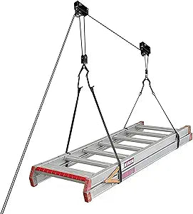SYDSZ Ladder Storage Ceiling Hoist  Garage Pulley Lift System for Ladder Carrier Fits Garage or Shed with 125lb