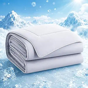 Cooling Blanket Queen Size  Double-Sided Cooling Comforter for Hot Sleepers,Night Sweats & Menopause, Lightweight Summer Comforter,Breathable,Hypoallergenic,Oeko-TEX Certified, 90"x90",Grey
