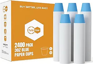 Turbo Bee 3oz Disposable Paper Cups 2400Pack, Small Bathroom Cups Bulk, Rinse Small Blue Paper Mouthwash Tumblers Perfect for Bathroom, Party, Picnic, Travel and Events