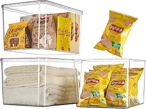 Clear plastic storage bins with LIDS,storage containers for snacks, cosmetics, books, dog food, Storage Organizer for NurseryKitchen, Living room,Bedroom, Bathroom, Office (clear, 3XL)