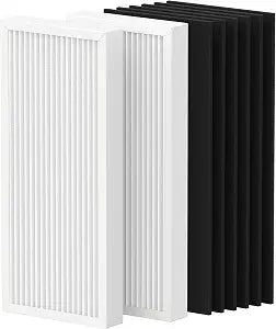 990051000 Replacement Filter Compatible with Hamilton Beach TrueAir Air Purifier 04383 04384 04385 04386, 2 Filter & 6 Carbon Filters