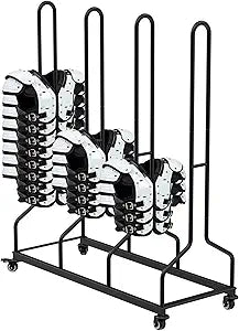 Football Shoulder Pad Rack with Lockable Wheels, Heavy Duty Steel Football Shoulder Pad Holder, Large Capacity Sports Equipment Storage Rack for Locker Room, Team Equipment and Training Facilities