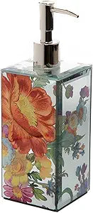 MACKENZIE-CHILDS Pump Dispenser, Decorative Liquid Soap Dispenser for Bathroom or Kitchen, Flower Market Reflections