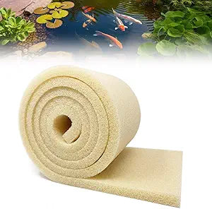 LemonRoad 12" x 79" x 2" Coarse Pond Filter Pad 20ppi Bulk Roll Aquarium Sponge Filter Pond Media Cut to Fit Reusable Activated Carbon Pads for Outdoor Garden Aquarium Fish Tank Filtration