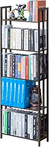 COPREE 5 Tier Bookshelf, Bamboo Space-Saving Tall Book Shelves,Walnut-Colored Freestanding Narrow Book Rack Organizer Shelving Unit Storage for Small Space, Living Room, Bedroom and Office