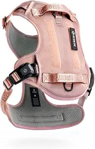 Fei & Eve MagEase 3-Second Magnetic Dog Harness | No-Pull Tactical Vest | Quick-Connect MOLLE w/3 Leash Clips | Heavy-Duty 900D Nylon | Adjustable w/Handle (Small, Blush)