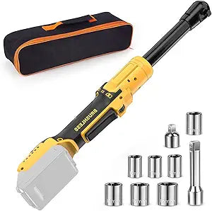 3/8" Cordless Ratchet Wrench Compatible with Dewalt 20V MAX Batteries(No Battery) 80FT-LBS Electric Ratchet Wrench,6.7-inch Extended Ratchet Wrench with 5 Speed, Sockets Set, Adapters and Tool Bag