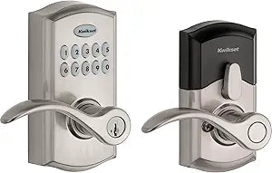 Kwikset SmartCode 955 Pembroke Light Commercial 10-Button Keypad Electronic Lever, Convenient Keyless Entry, 3-Year Battery Life and High Traffic Durability in Satin Nickel