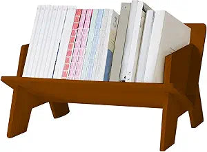 Wood Bookcase in Living Room/Home/Office, Desktop Book Shelf Organizer Bookshelves Storage Rack for CDs/Magazine/Books Display (Light Brown, 13.6")