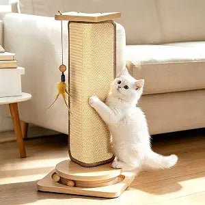 Small and Medium-Sized Cat Scratcher, 22-inch Sisal Scratching Post, Suitable for Wall Corner, Sisal Cat Scratch Pad for Sofa Corner, with Toy Ball,Suitable for Small and Medium-Sized Cats