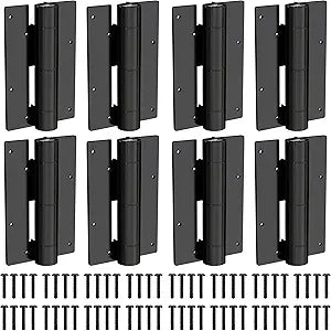8 Pack Self Closing Hinge 5-3/4" Matte Black Auto Close Door HingesAdjustable Commercial Grade Auto Self-ClosingAluminum Gate Hinges for Metal Gates