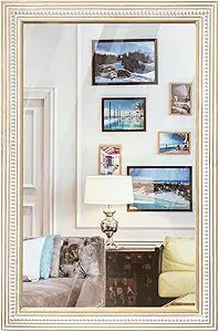 Reflinto 36x24 Inch Bathroom Decorative Wall Mirror, Rustic Farmhouse Wooden Frame Rectangular Mirrors for Over Sink, Living Room, Entryway, Foyer - Horizontal/Vertical Mount