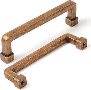 10 Pack Antique Brass Cabinet Bar Pulls 3-3/4 Inch Hole Center Classic Vintage Retro Drawer Handles Kitchen Cupboard Bathroom Dresser Cabinet Hardware
